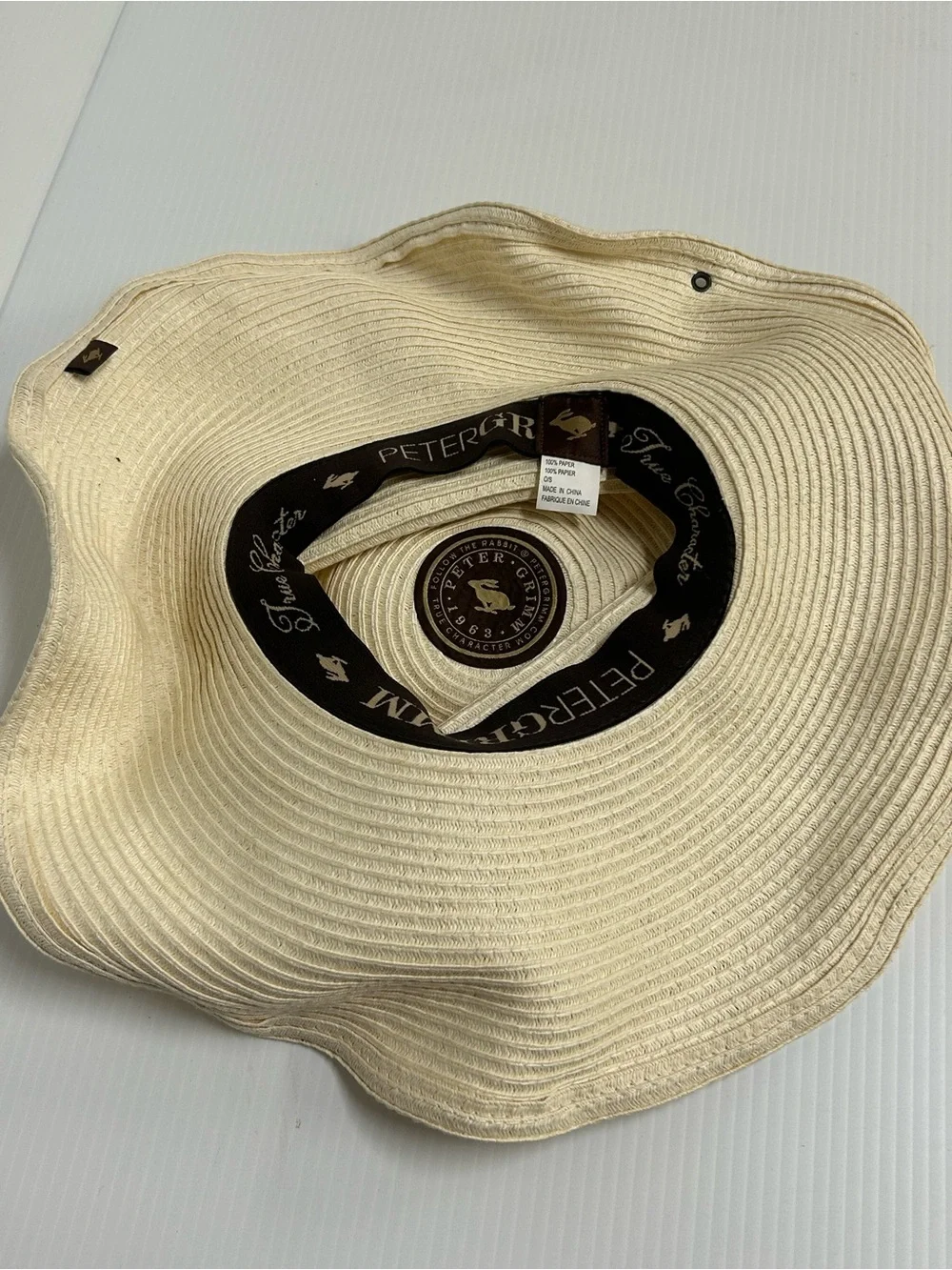 Peter Grimm Wide Brim Straw Sun Hat Natural Tan Floppy Beach Hat Boho